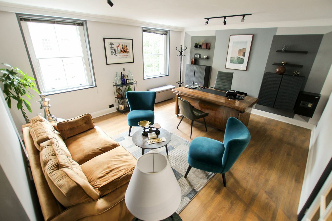 Clean, modern office lounge